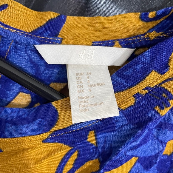 H&M Blue/Gold Floral Print Dress - Picture 2 of 2